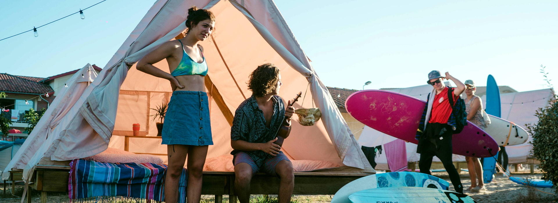 Vieux Boucau Komfortable glamping Zelte bei Nacht